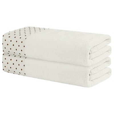 Unique Bargains Polka Dot Lightweight Quick Drying Bath Towels 2 Pcs