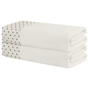 Unique Bargains Polka Dot Lightweight Quick Drying Bath Towels 2 Pcs - 1 of 4