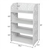 SEVOBAL 4-Tier Hollow Carved Shoe Rack Board Shoe Storage Organizer Cabinet for Narrow Entryway Space-Saving Boots Display, White, 28.35"*10.24"*3.15" - 3 of 4