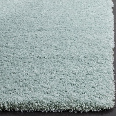 Handmade Light Blue Synthetic Shag Square Area Rug