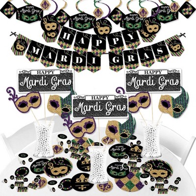 Big Dot of Happiness Mardi Gras - Masquerade Party Supplies - Banner Decoration Kit - Fundle Bundle