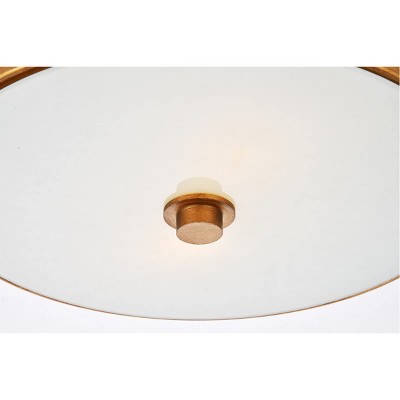 Hazen Vintage Gold 12" Frosted White Glass Drum Flush Mount