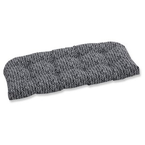 Outdoor/Indoor Herringbone Black Wicker Loveseat Cushion - Pillow Perfect