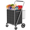 JANSNO Foldable Large Utility Shopping Cart with Brake, Double Basket, 360° Swivel Wheels for Groceries & Laundry - 2 of 4