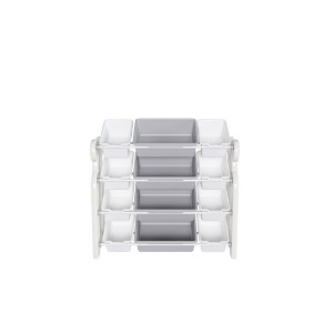 Ruvalino Decorative Storage Cabinets Kids Toy Storage Organizer with Bins for Playroom, Gray and Ivory, 33.07"*14.17"*33.86" - 1 of 4