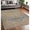 Orange Beige And Gray Oriental Hand Woven Area Rug With Fringe - 2 of 4