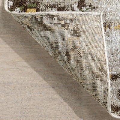 Aaliyah Multicolor Abstract Washable Synthetic Area Rug 96" x 30"