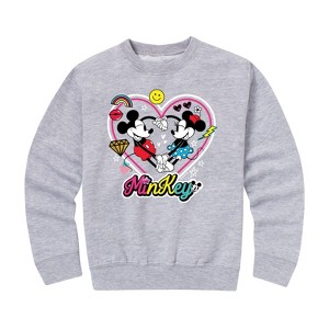 Boys' - Disney - Mickey Minnie Minkey Graphic Long Sleeve Fleece Sweatshirt - 1 of 4