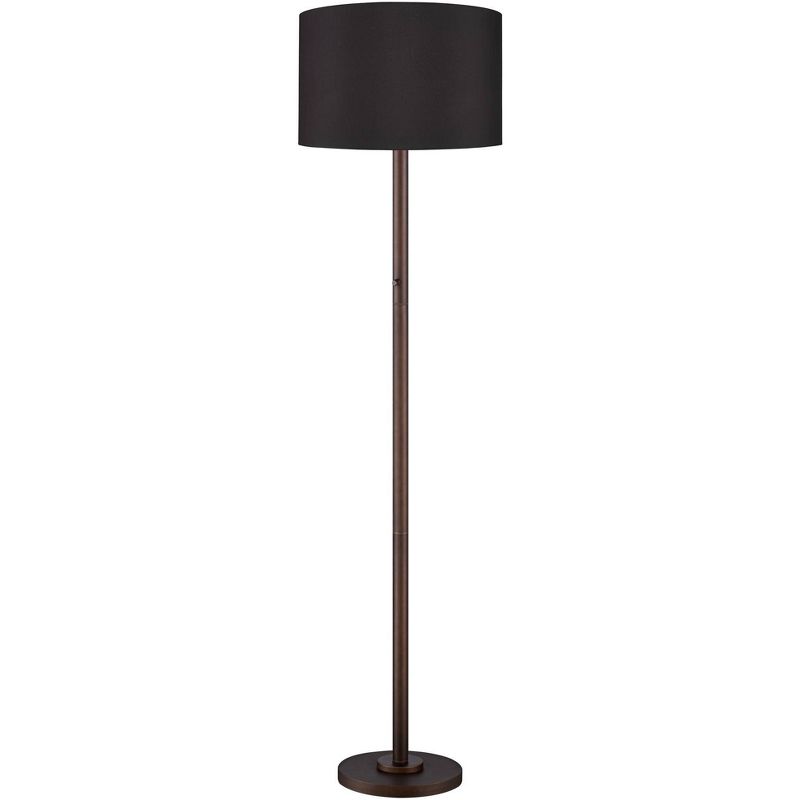 Possini Euro Design Meridian Modern 72" Tall Floor Lamp Oil Rubbed Bronze Metal Light Blaster LED Black Drum Shade for Living Room Bedroom, 1 of 7