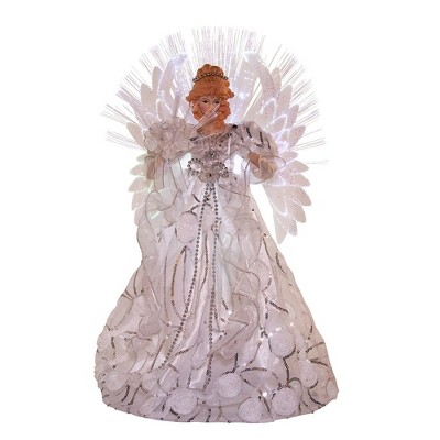 Kurt Adler 18" White and Silver Fiber-Optic LED Angel Treetop