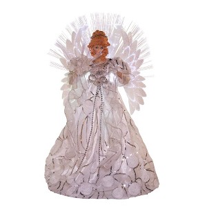Kurt Adler 18" White and Silver Fiber-Optic LED Angel Treetop - 1 of 4