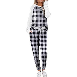 Ekouaer Women's Pajama Set Long Sleeve PJs 2 Piece Lounge Set Pullover Sleepwear Sweatshirt and Long Pants With Pockets - 1 of 4
