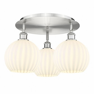 White Venetian - 3 Light Flush Mount In Modern Style-11 Inches Tall and 19.75 Inches Wide