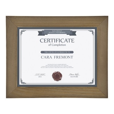 Classic Rustic Brown Wood Certificate Frames, 8.5x11, Set of 4