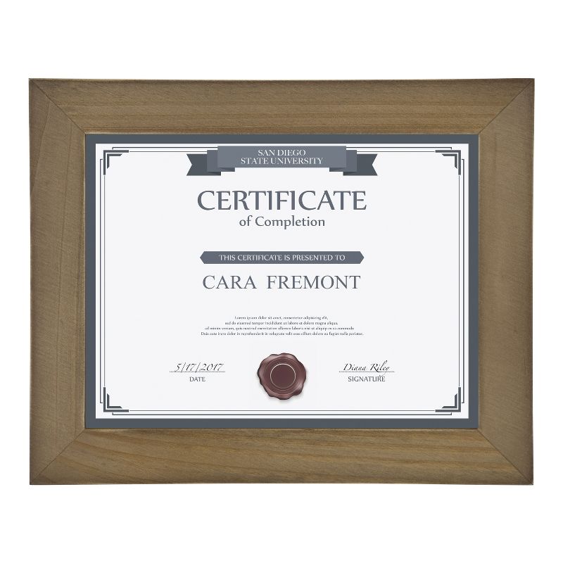 DesignOvation Museum Rectangle Wood Document Frame, 8.5x11, Rustic Brown, 3 of 9