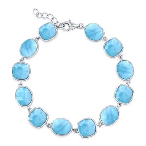 Caribbean Treasures Sterling Silver, Square & Oval Larimar Bracelet - Blue - 1 of 2