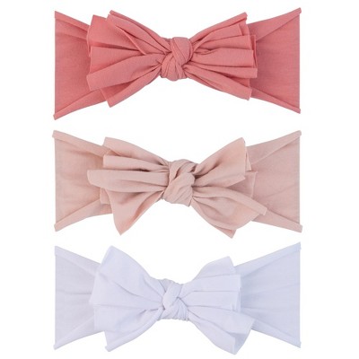 Image of Ely's & Co. Bow Headbands Set Rose Pink(Fuchsia),Blush,White 0-12 Months 3 Pack