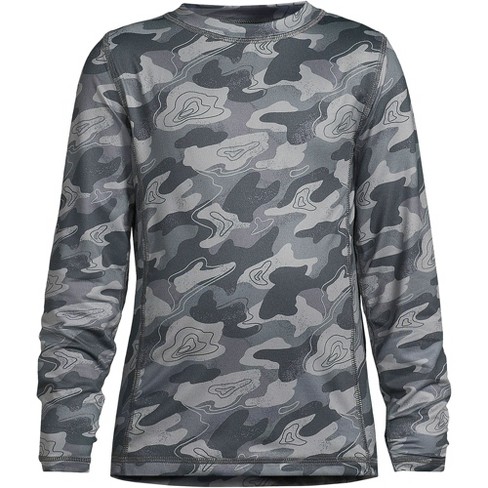 Lands' End Kids Thermal Base Layer Long Underwear Thermaskin Crew Neck  Shirt - Medium - Ultimate Gray Camo Print