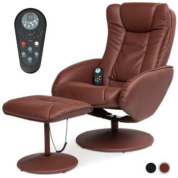 Best Choice Products Faux Leather Electric Massage Recliner Chair w/ Stool Ottoman, Remote Control, 5 Modes