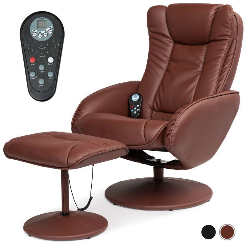 Best Choice Products Faux Leather Electric Massage Recliner Chair w/ Stool Ottoman, Remote Control, 5 Modes, 1 of 8