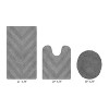 Hugo 3-Piece Bath Rug Set 100% Premium Cotton Tufted Chevron Pattern Bathmats for Bathroom, Super Soft Absorbent Machine Washable - 2 of 4