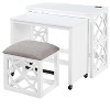 Racxily Desks and Stool Set 3pc Finish Rolling Desk with Casters, 2 Charging ports Home Office Furniture - 4 of 4