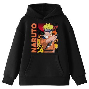 Naruto Main Character On Elemental Background Long Sleeve Youth Black Hooded Sweatshirt - 1 of 3