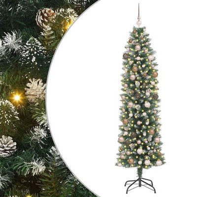 vidaXL Artificial Slim Christmas Tree with 300 LEDs Green 82.7