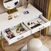 INFURNIC Desks White and Gold Computer Desk with 2 Drawers Modern Minimalist Style for Small Spaces, White, 39.37"*19.69"*29.92" - 2 of 4