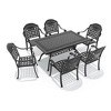 7-Piece Cast Aluminum Outdoor Dining Set: Rectangle Table, Stackable Chairs & Blue Cushions - All-Weather Patio Furniture for Your Backyard - 3 of 4
