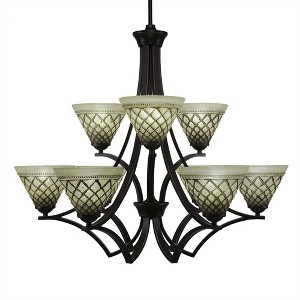 Toltec Lighting Zilo 9 - Light Chandelier in  Dark Granite with 7" Chocolate Icing Shade - 1 of 1