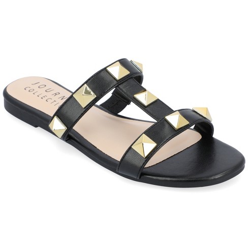 Journee Collection Womens Kendall Tru Comfort Foam Studded Slide Sandal  Black 9.5 : Target