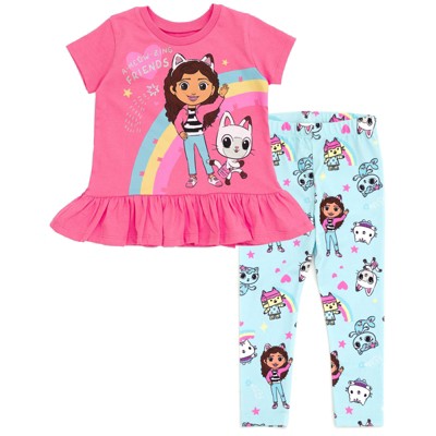 Dreamworks Gabby's Dollhouse Pandy Paws Gabby Girls T-shirt And