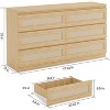 Jojoka Rattan Dresser for Bedroom, Modern 6 Drawer Double Dresser with Anti-Tip Kit - 2 of 4