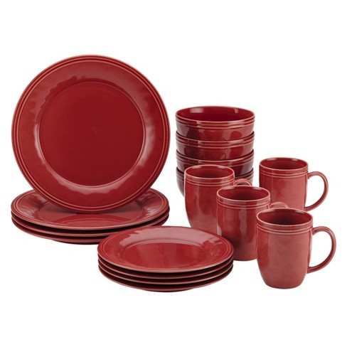 Rachael Ray 2-Piece Ceramic Mixing Bowl Set, Red