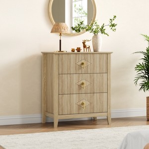 Night Stand with 3 Drawers White Dresser for Bedroom 27" Modern Bedside Table, Wood Chest of Wide Drawer Storage End Table Living Room,Hallway,Office - 1 of 4