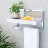 Danya B. 9" x 15" Wall Mount Shelf Unit with Towel Rack and Tray Chrome/White: Modern Bathroom Storage Organizer - 3 of 4
