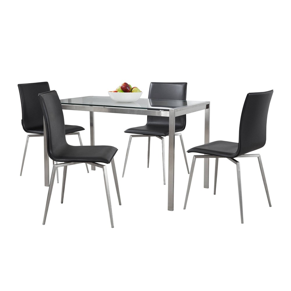 Photos - Dining Table LumiSource 5pc Fuji Mason Swivel Dining Set Stainless Steel Glass/Black