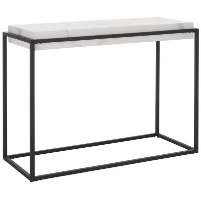 Edgefield White Faux Marble and Black Metal Console Table