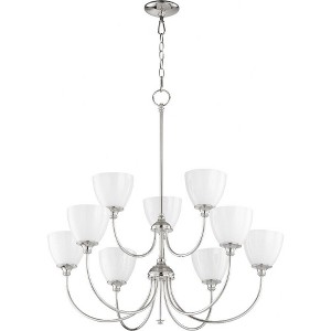 Quorum Lighting Celeste 9-Light Chandelier, Polished Nickel, 32 Width, 33.5 Height, Glass Material, Dry Rated - 1 of 1