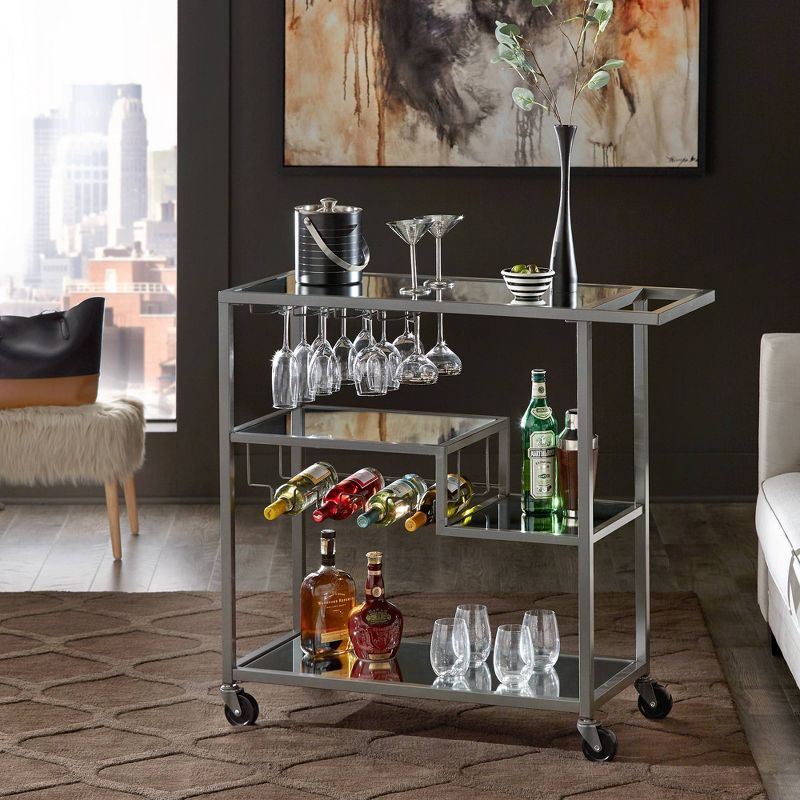 Estelle Step Tier Metal and Glass Bar Cart - Inspire Q, 3 of 13
