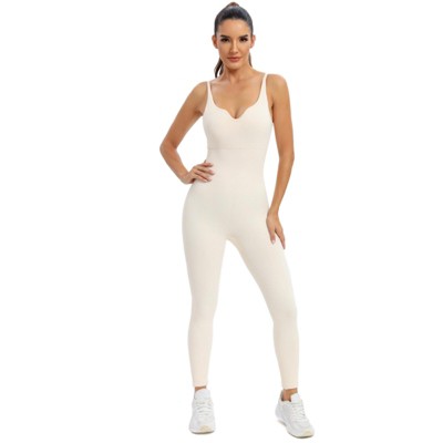 DOMETOUR Sport Jumpsuits for Women Tummy Control Ribbed Unitard One Piece