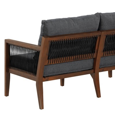 Freya Bohemian Dark Gray Acacia Wood Outdoor Loveseat