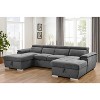 VYNXARIA U Shaped Sleeper Sofa,121 inch Overisze - 2 in 1 Pull Out Bed,Sectional Sleeper Sofa with Double Storage Chaise,Dark Gray - 4 of 4
