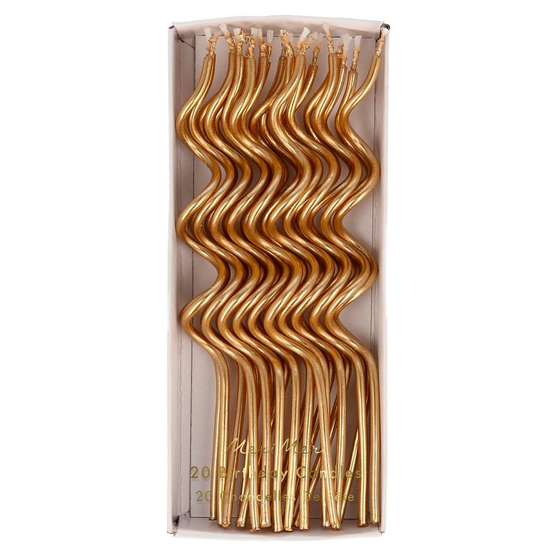 Meri Meri Gold Swirly Candles (Pack of 20), 1 of 3