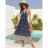 Women's Summer Fashion Floral Halter High Waist Dress V-Neck Wrap Bohemian Dress Sleeveless A Line Flowy Beach Casual Maxi - 2 of 4