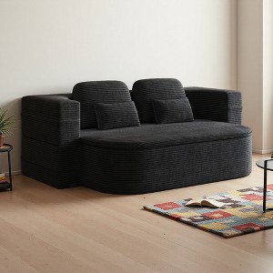 75" 2-in-1 Corduroy Sofa Bed with Pillows - 1 of 4