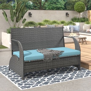 YOOCOZZ Outdoor Convertible Rattan Set, 2-to-4 Person Seating with Table - 1 of 4