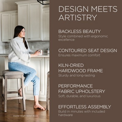 Adrien Saddle-Style Backless Bar Stool in Gray Wirebrush Finish