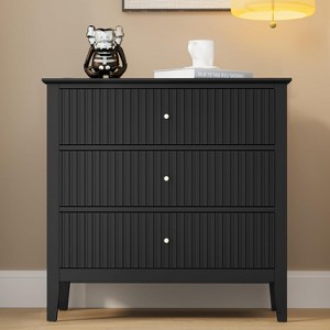 Heynemo 3 Drawer Dresser, Painted 30 Inch Tall Wood Nightstand with Storage, Wide Modern Chest of Drawers with Ball Bearing Slide - 1 of 4